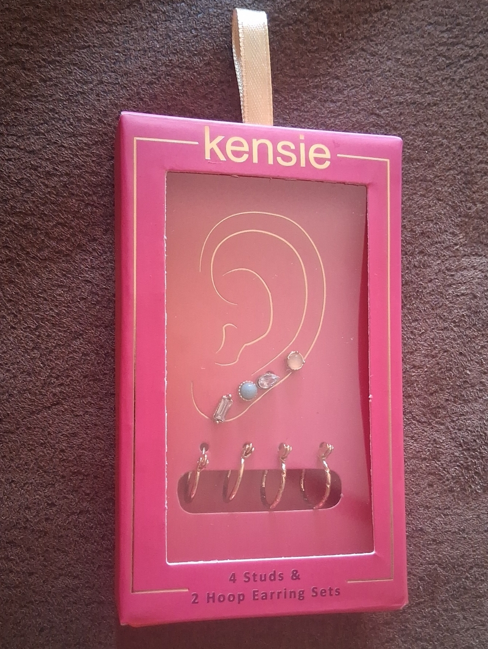 NIB Ladies Earring Set, , 4 Studs And 12 Hoop Sets